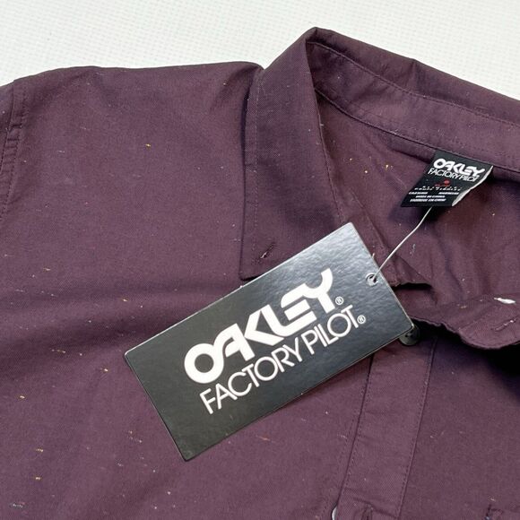 Oakley Shirt Mens XL Purple Splatter Paint Factory Pilot Button Up Lng Sleve NEW - Picture 2 of 13